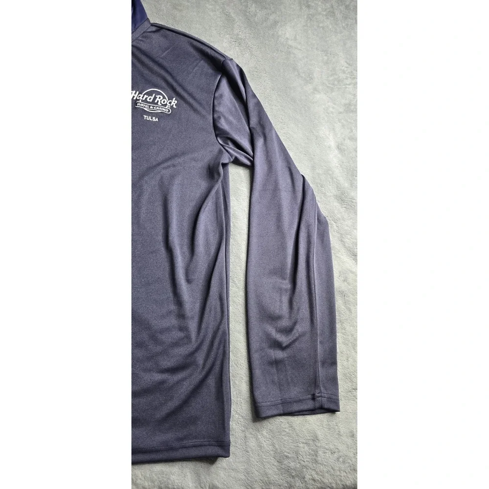 NWT Hard Rock Performance 1/4 Zip Mens 2XL Blue L/S Tulsa Oklahoma Stretch